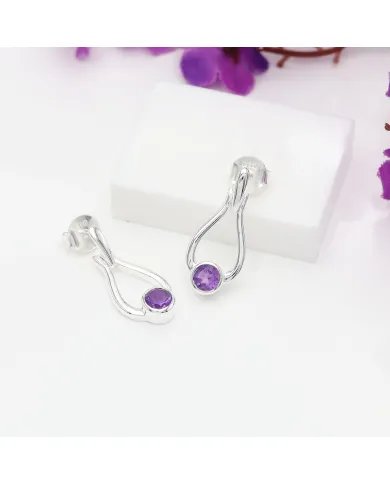 Handmade Amethyst Earrings - Sterling Silver Statement Drop Jewelry