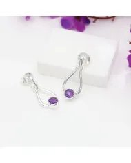 Handmade Amethyst Earrings - Sterling Silver Statement Drop Jewelry