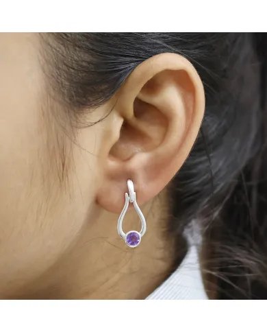 Handmade Amethyst Earrings - Sterling Silver Statement Drop Jewelry