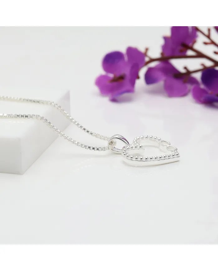 Silver Heart Pendant - Handmade Solid Sterling Silver Promise Pendant for Women