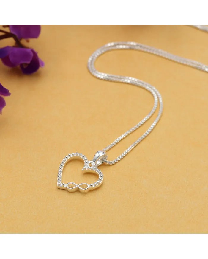 Silver Heart Pendant - Handmade Solid Sterling Silver Promise Pendant for Women