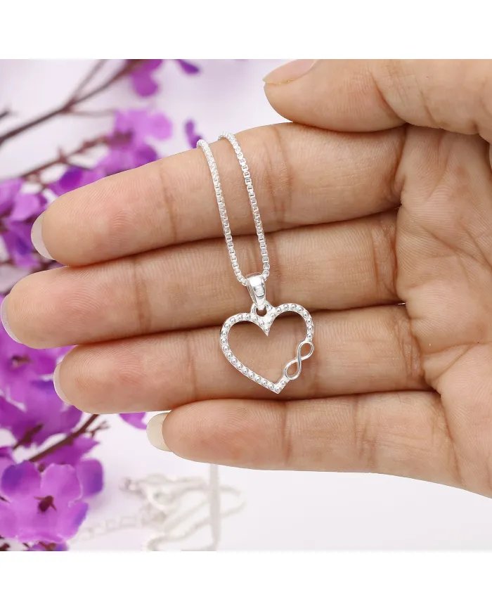 Silver Heart Pendant - Handmade Solid Sterling Silver Promise Pendant for Women