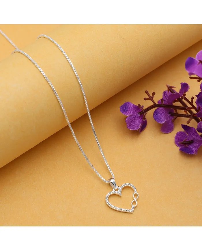 Silver Heart Pendant - Handmade Solid Sterling Silver Promise Pendant for Women