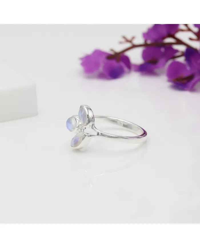 Natural Moonstone Ring - Sterling Silver Dainty Gemstone Jewelry