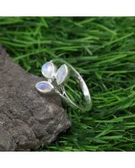 Natural Moonstone Ring - Sterling Silver Dainty Gemstone Jewelry