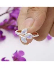 Natural Moonstone Ring - Sterling Silver Dainty Gemstone Jewelry