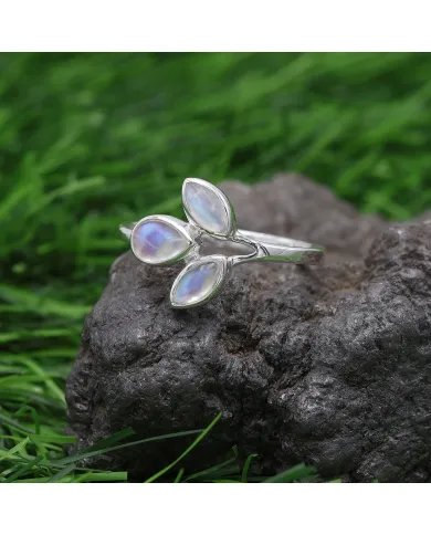 Natural Moonstone Ring - Sterling Silver Dainty Gemstone Jewelry
