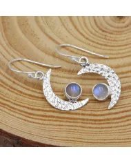 Moonstone Earrings - Sterling Silver Half Moon Dangle Earrings Vintage Earrings June Birthstone Earrings
