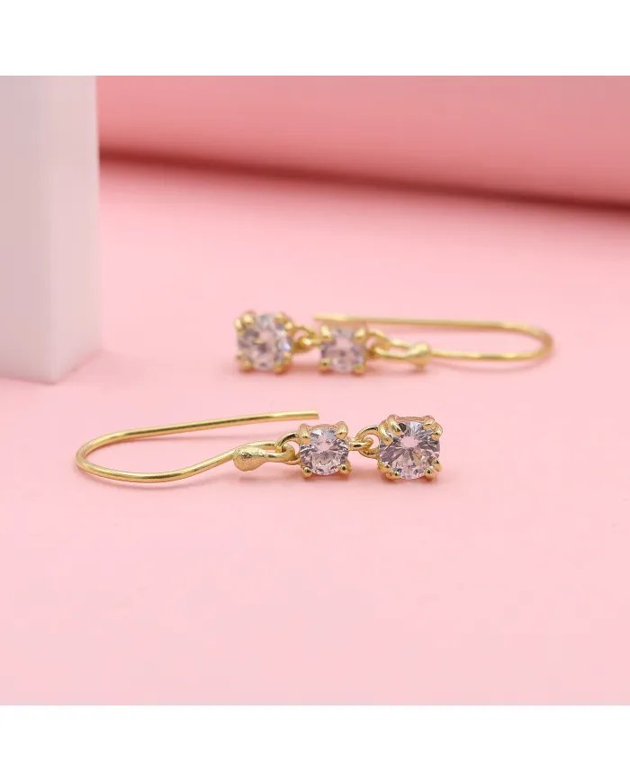 Crystal Earrings - 925 Sterling Silver Gold Plated Handmade Jewelry for Her