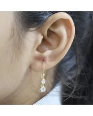 Crystal Earrings - 925 Sterling Silver Gold Plated Handmade Jewelry for Her