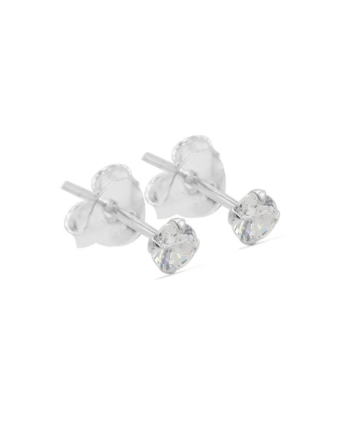 3mm Swarovski Crystal Studs - 925 Sterling Silver Minimalist Handmade Earrings for Her
