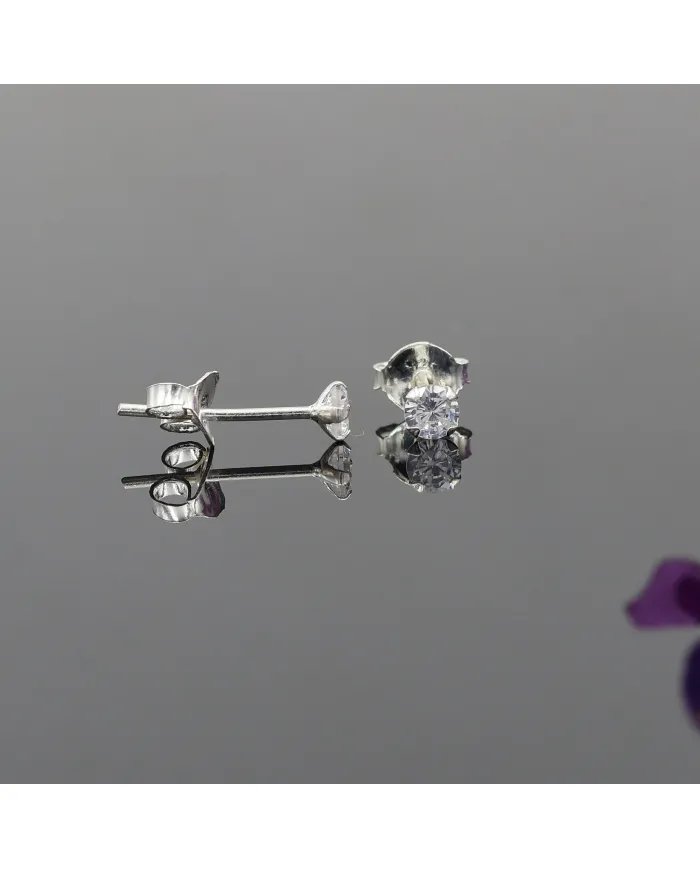 3mm Swarovski Crystal Studs - 925 Sterling Silver Minimalist Handmade Earrings for Her