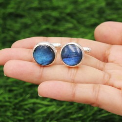 Labradorite Cufflinks, Men’s Cufflinks, Round Cufflinks, Groomsmen Cufflinks, March Birthstone, Handmade Cufflinks, Gift for Dad