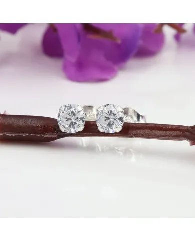 4mm Swarovski Crystal Studs - 925 Sterling Silver Minimalist Handmade Earrings for Her