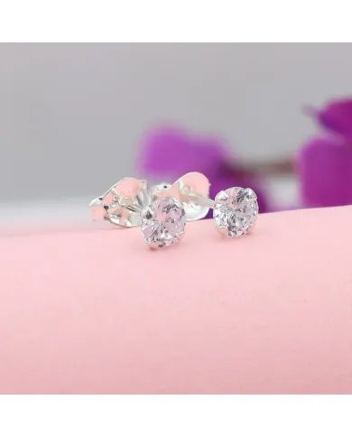 4mm Swarovski Crystal Studs - 925 Sterling Silver Minimalist Handmade Earrings for Her