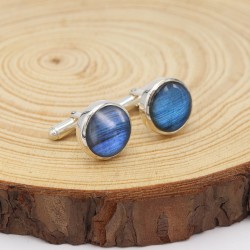 Labradorite Cufflinks, Men’s Cufflinks, Round Cufflinks, Groomsmen Cufflinks, March Birthstone, Handmade Cufflinks, Gift for Dad