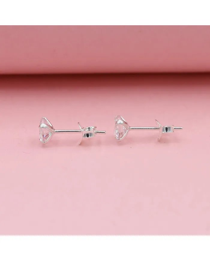 5mm Swarovski Crystal Studs - 925 Sterling Silver Minimalist Handmade Earrings for Her