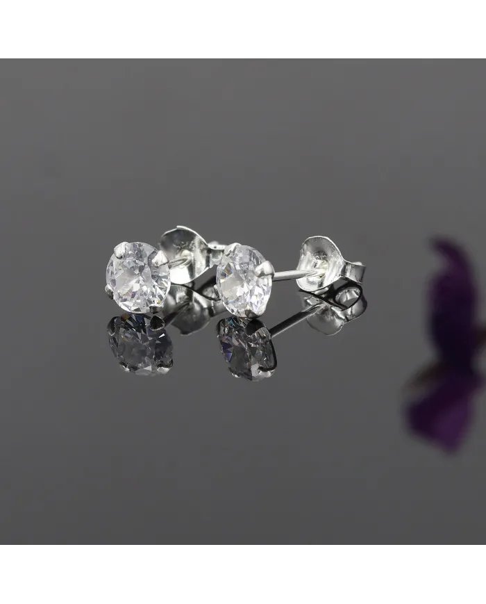 5mm Swarovski Crystal Studs - 925 Sterling Silver Minimalist Handmade Earrings for Her