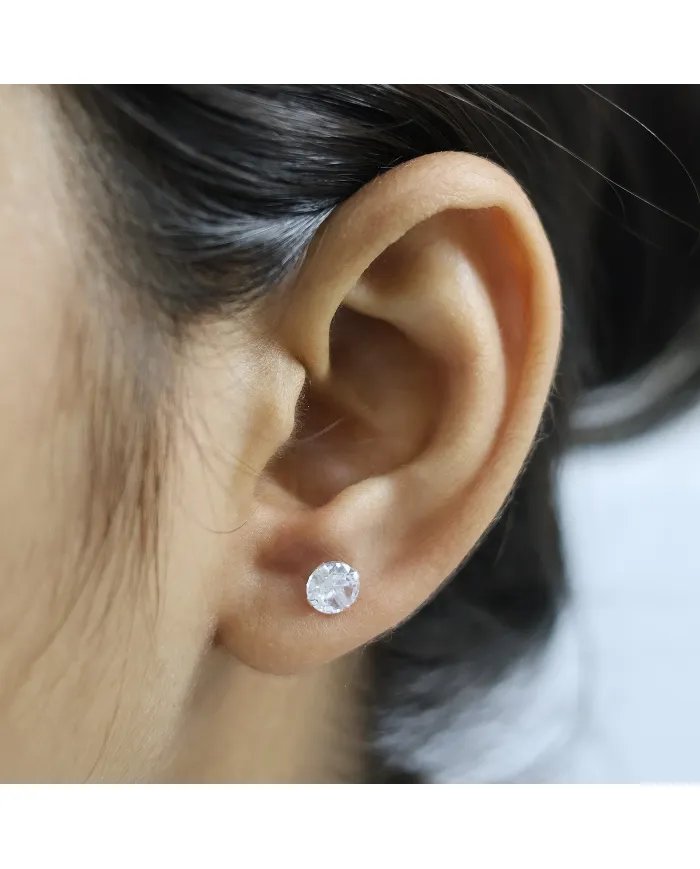 5mm Swarovski Crystal Studs - 925 Sterling Silver Minimalist Handmade Earrings for Her