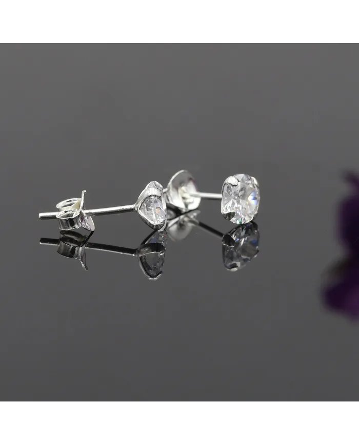 5mm Swarovski Crystal Studs - 925 Sterling Silver Minimalist Handmade Earrings for Her