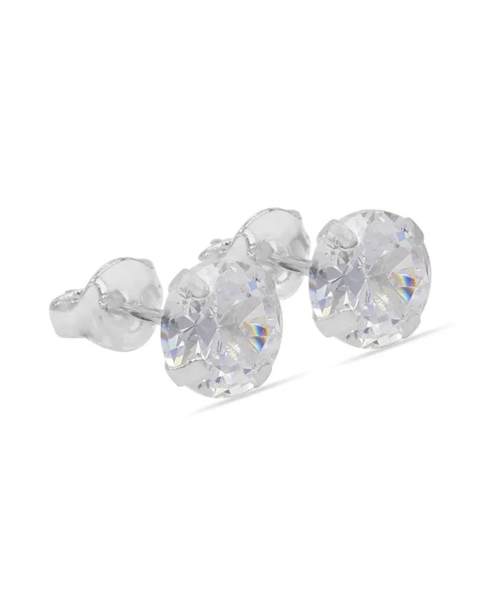 6mm Swarovski Crystal Studs - 925 Sterling Silver Minimalist Handmade Earrings for Her