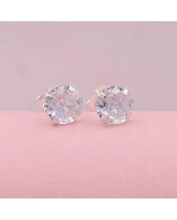 6mm Swarovski Crystal Studs - 925 Sterling Silver Minimalist Handmade Earrings for Her