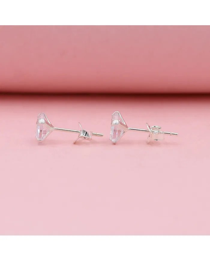 6mm Swarovski Crystal Studs - 925 Sterling Silver Minimalist Handmade Earrings for Her