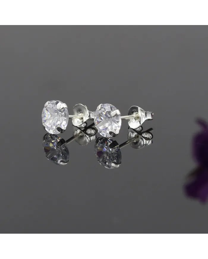 6mm Swarovski Crystal Studs - 925 Sterling Silver Minimalist Handmade Earrings for Her