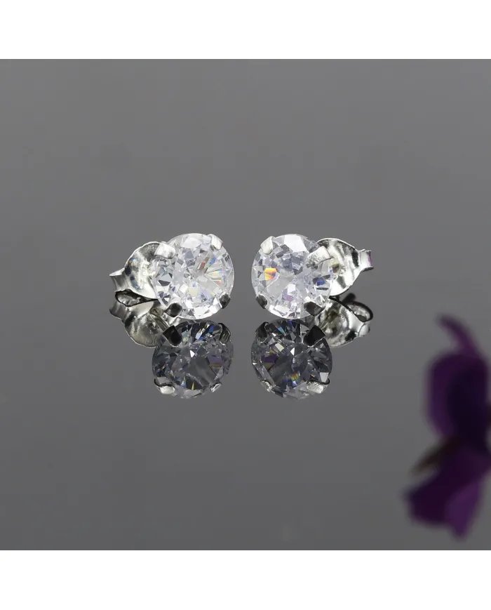 6mm Swarovski Crystal Studs - 925 Sterling Silver Minimalist Handmade Earrings for Her