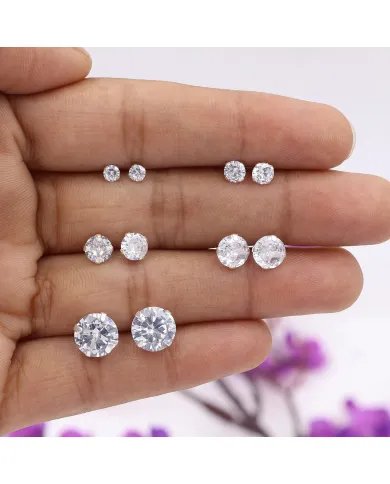 6mm Swarovski Crystal Studs - 925 Sterling Silver Minimalist Handmade Earrings for Her