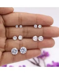 6mm Swarovski Crystal Studs - 925 Sterling Silver Minimalist Handmade Earrings for Her