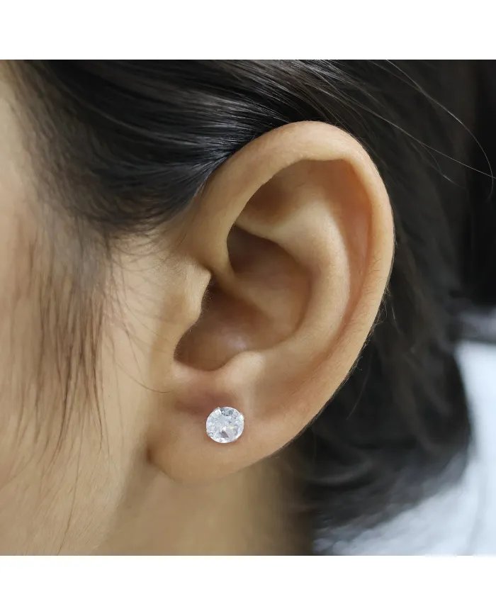 6mm Swarovski Crystal Studs - 925 Sterling Silver Minimalist Handmade Earrings for Her