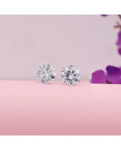 8mm Swarovski Crystal Studs - 925 Sterling Silver Minimalist Handmade Earrings for Her
