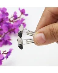 Black Tourmaline & Lemurian Quartz Men's Cufflinks - 925 Silver Jewelry