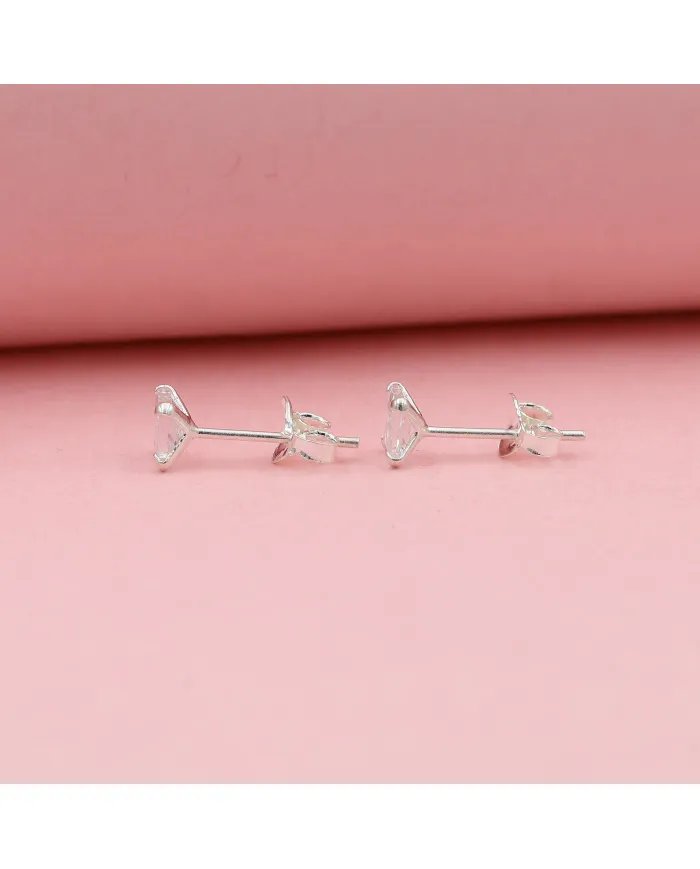 Swarovski Crystal 4mm Stud Earrings - Sterling Silver Handmade Minimalist Jewelry for Her