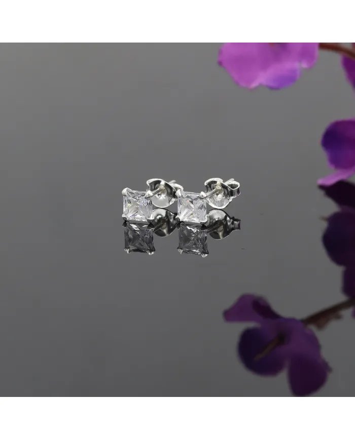 Swarovski Crystal 4mm Stud Earrings - Sterling Silver Handmade Minimalist Jewelry for Her