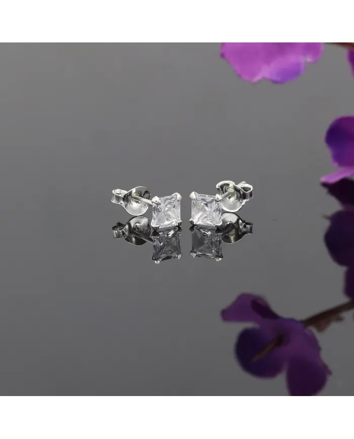 Swarovski Crystal 4mm Stud Earrings - Sterling Silver Handmade Minimalist Jewelry for Her