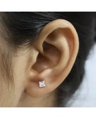 Swarovski Crystal 4mm Stud Earrings - Sterling Silver Handmade Minimalist Jewelry for Her