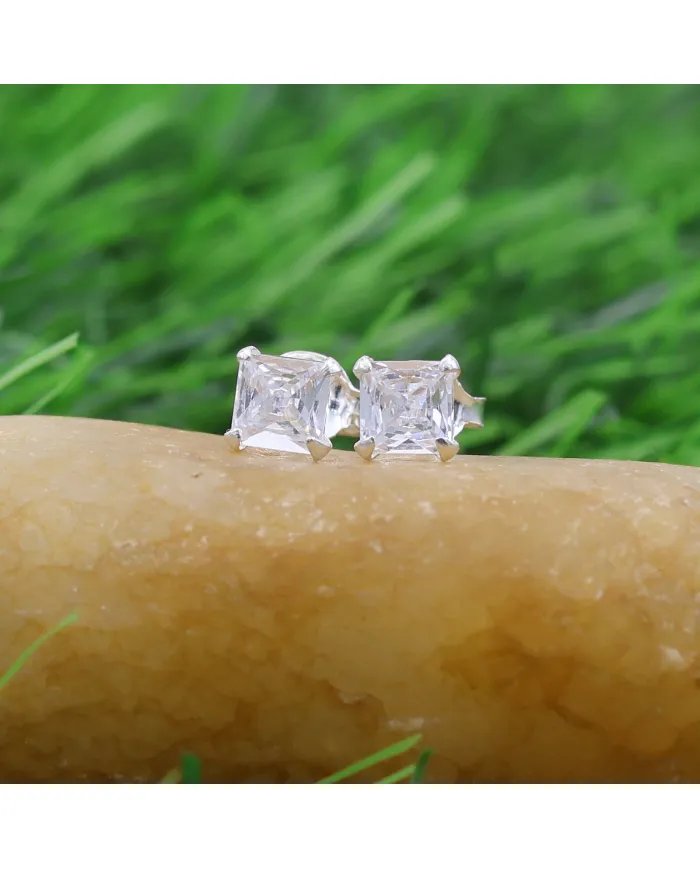 Swarovski Crystal 4mm Stud Earrings - Sterling Silver Handmade Minimalist Jewelry for Her