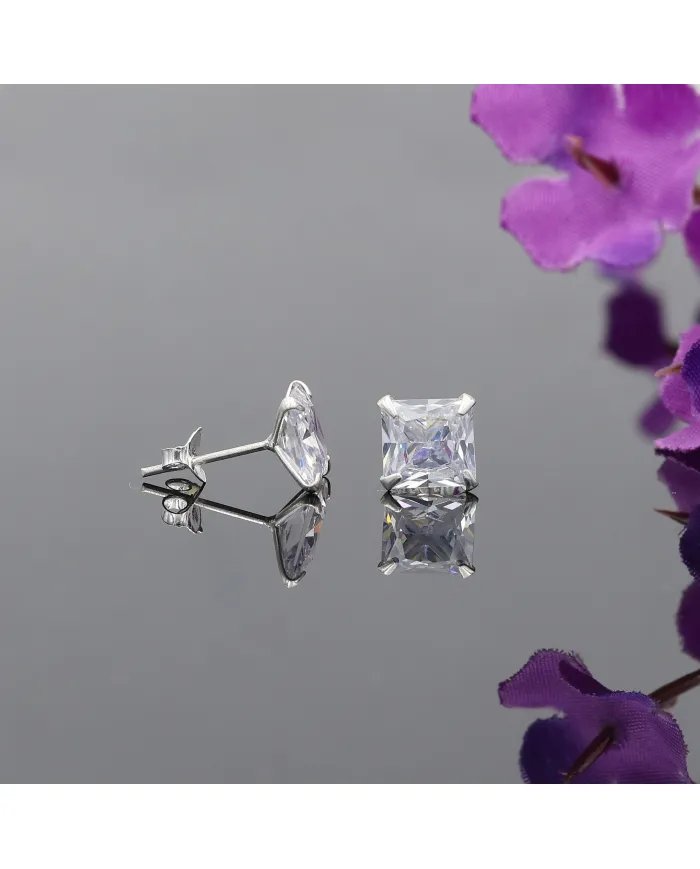 Swarovski Crystal 7mm Stud Earrings - Sterling Silver Handmade Minimalist Jewelry for Her