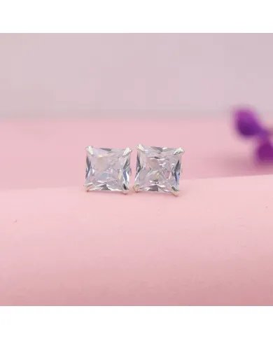 Swarovski Crystal 7mm Stud Earrings - Sterling Silver Handmade Minimalist Jewelry for Her