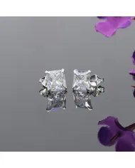 Swarovski Crystal 7mm Stud Earrings - Sterling Silver Handmade Minimalist Jewelry for Her