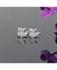 Swarovski Crystal 7mm Stud Earrings - Sterling Silver Handmade Minimalist Jewelry for Her