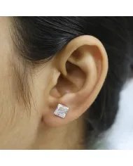 Swarovski Crystal 7mm Stud Earrings - Sterling Silver Handmade Minimalist Jewelry for Her