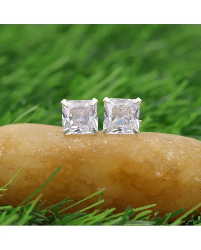 Swarovski Crystal 7mm Stud Earrings - Sterling Silver Handmade Minimalist Jewelry for Her