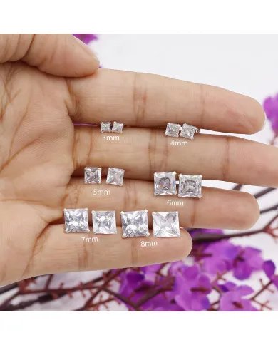 Swarovski Crystal 7mm Stud Earrings - Sterling Silver Handmade Minimalist Jewelry for Her