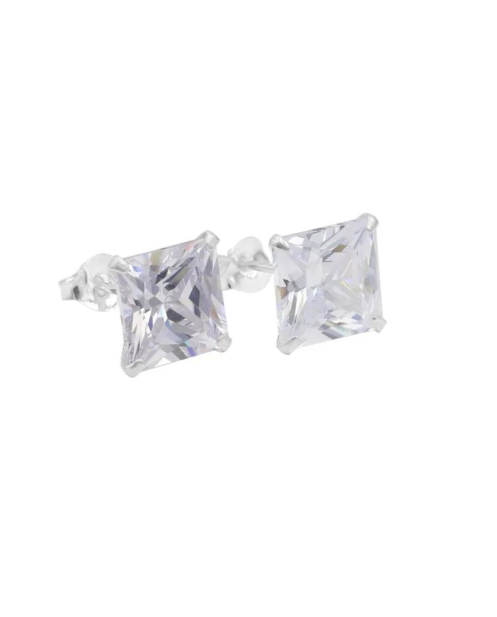 Swarovski Crystal 8mm Stud Earrings - Sterling Silver Handmade Minimalist Jewelry for Her
