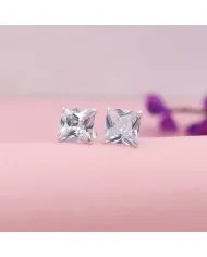 Swarovski Crystal 8mm Stud Earrings - Sterling Silver Handmade Minimalist Jewelry for Her