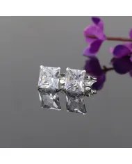 Swarovski Crystal 8mm Stud Earrings - Sterling Silver Handmade Minimalist Jewelry for Her