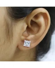 Swarovski Crystal 8mm Stud Earrings - Sterling Silver Handmade Minimalist Jewelry for Her